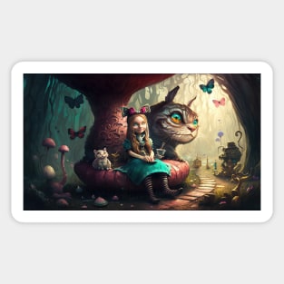 Alice in Wonderland. "Tea Party with the Mad Hatter and the Cheshire Cat" Sticker